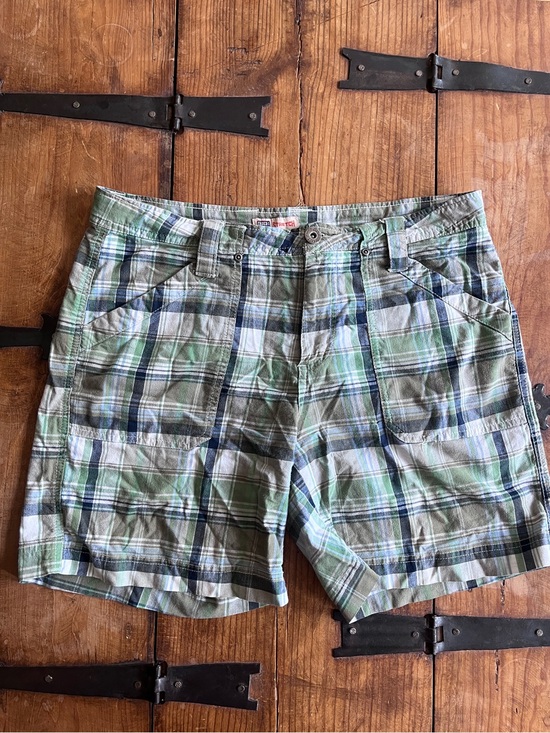 Faded Glory Pants - Faded Glory Women's Plaid Cargo Shorts in Green & Blue